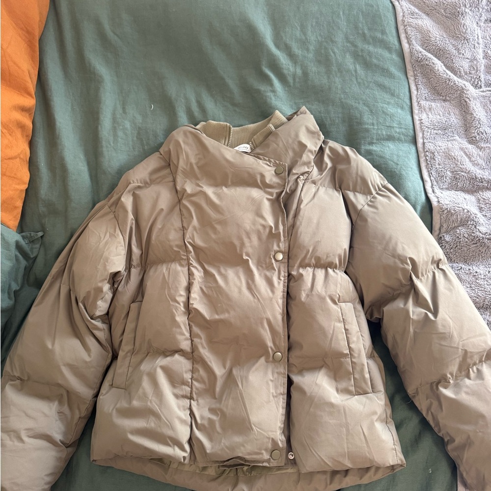 Women's Tan Puffer Jacket
